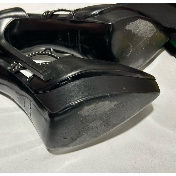 Saint Laurent Paris Black Leather Platform Stiletto Pumps Size EU 38 Italy Heels - Picture 14 of 16